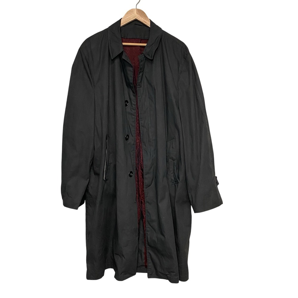 60s Towncraft Pennys Rain Coat Overcoat (XXL) Mens Ripstop Dark Gray Plaid